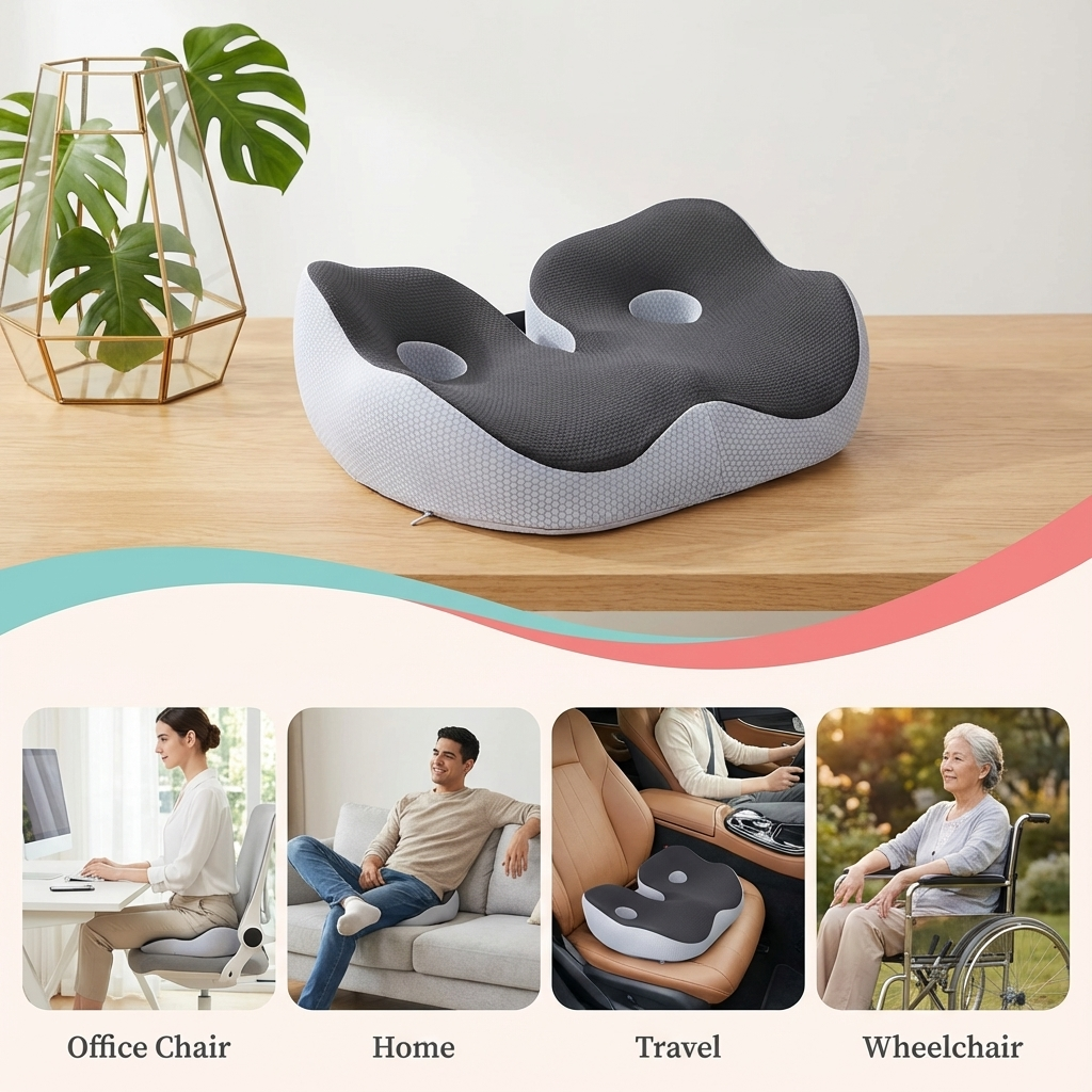 The Premium Adjustable Memory Foam Sit Bone Relief Seat Cushion